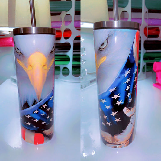 American eagle with flag tumbler