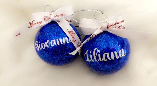Glitter personalized ornaments